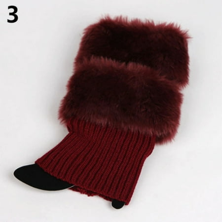 

Lomubue Women\ s Autumn Winter Fashion Furry Ribbed Boot Cuffs Boot Toppers Leg Warmers