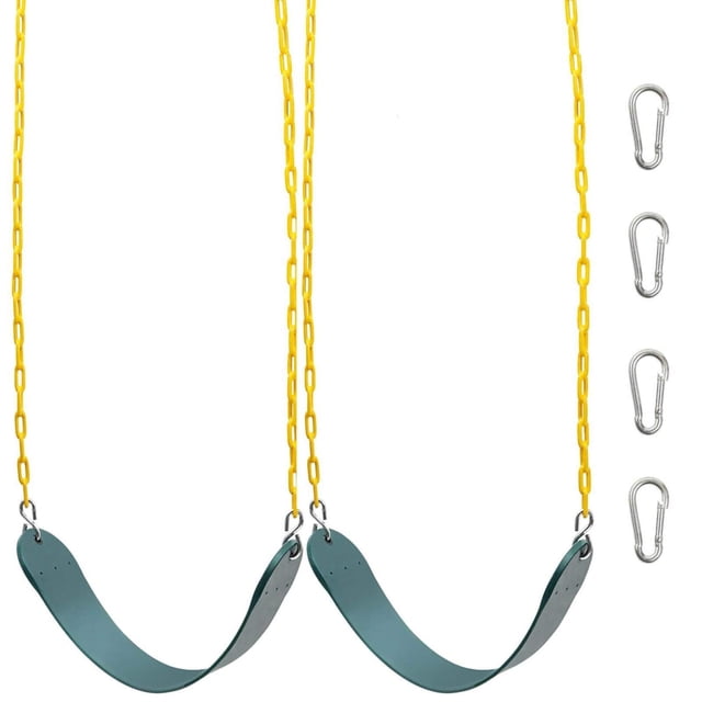 Orgrimmar 2 Pack Swing Seat for Kids Heavy Duty 66? Chain Plastic Coated Outdoor Playground Swing Se multicolor