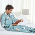 thumbnail image 4 of Mens Pajamas Set, Cute Cow Butterfly Tree Button Down Long Sleeve Loungewear Sleepwear Pjs sets for Men, 4 of 5