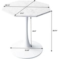 thumbnail image 3 of Table à Manger Ronde Moderne avec Plateau en Marbre Blanc Imprimé, Base en Métal, Table d'Appoint (Marbre Blanc + Octogonal), 3 of 8