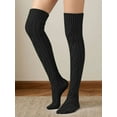 thumbnail image 4 of BadPiggies Women's Thigh High Socks Cable Knit Over the Knee Boot Socks Long Winter Warm Fashion Leg Warmers - Black, 4 of 7
