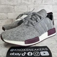 thumbnail image 1 of Adi - das NMD R1 Grey Wool 3M Maroon Boost Sneaker CQ0761 Men's Size 8.5, 1 of 6