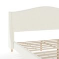 thumbnail image 5 of Martha Stewart King Upholstered Platform Bed with Curved Headboard and Cushioned Siderails, Wood Slat Foundation with No Box Spring Needed, Off-White Boucle, 5 of 12