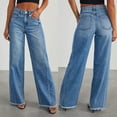 thumbnail image 1 of WILLBEST Jeans Mujer Pantalones Vaqueros Anchos de Pierna Ancha para Mujer, de Cintura Alta, Cómodos, Elásticos, Lavados, Casuales, de Corte Holgado, a La Moda Grande, 1 of 7