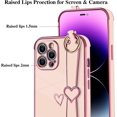 thumbnail image 3 of Compatible with iPhone 14 Pro Case for Women Girls,Soft TPU Cute Love Heart Plating Electroplate Wristband Bumper Holder Bling Case Slim Anti-Scratch Shockproof Luxury Case(Elegant Pink), 3 of 13