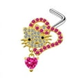 thumbnail image 4 of Wdaidj 1pc fashion Hello Kitty stainless steel nose studs anime Kawaii girls Y2K Crystal Love Heart L-shaped nail ring piercing jewelry, 4 of 7