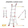 thumbnail image 3 of Escalera Plegable Telescópica de Aluminio 3M 6 Peldaños 150kg Kingsman gris CH, 3 of 7