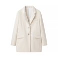 thumbnail image 4 of HH TRAF Blazers de otoño para mujer, cuello vuelto, mangas largas, bolsillos decorados, blazer largo de lana de un solo pecho para mujer, 4 of 5