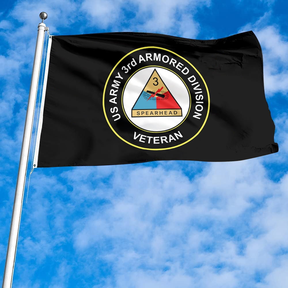 Dutern Double Sided Us Army Veteran 3rd Armored Division Flag Banner 3 Ply with Brass Grommets 3x5 Feet