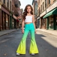thumbnail image 2 of Girls Bell Bottom Pants High Waist Baggy Girls Wide Leg Pants Girls Back to School Clothes Gradient School Pants for Girls Size 5-16 Years, 2 of 6