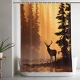 thumbnail image 6 of Shower Curtains for Bathroom-36"x72",Deer Pine Trees Golden Light Waterproof Bath Curtain Grommet Shower Curtain Set with Hooks, 6 of 9