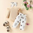 thumbnail image 3 of HCNTES Baby Girl Clothes Winter 6 9 12 18 Months Baby Girl Clothing Cute Elephant Butterfly Print Ruffle Romper Bow Waist Pants and Bow Headband, 3 of 4