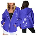 thumbnail image 2 of Holzkary Women's Full Zip Up Hoodie Women Dandelion Pockets Sweatshirts Winter Fall Jackets Zipper Coat Dandelion Print Long Sleeve Hooded Sweatshirts with Pockets Jacket Coat for Women Blue L, 2 of 5