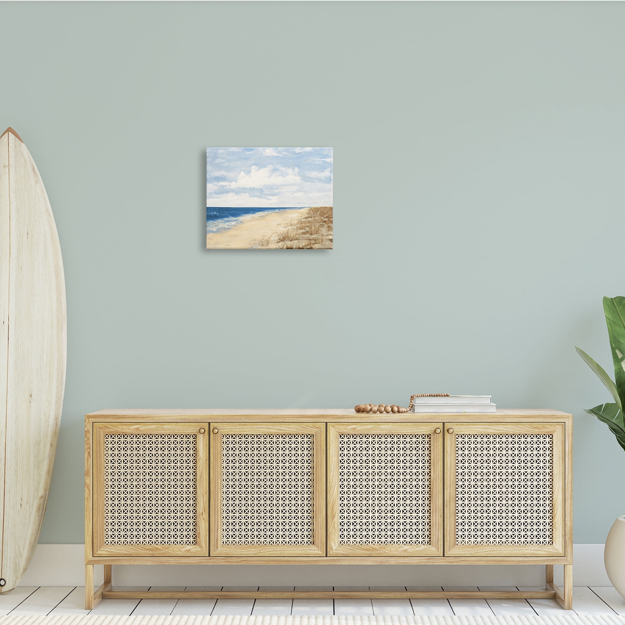 Stupell Indtries Tall Grass by Nautical Beach Coast Cloudy Sky,20 x 16,Design by Julie DeRice