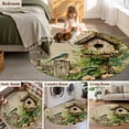 thumbnail image 5 of Large Round Rug 8Ft Washable Non-Slip, Spring Floral Circle Area Rugs for Living Room Bedroom, Birds Cabin Watercolor Botanical Retro Art Indoor Floor Mats Carpet Runner for Home Decor, 5 of 8