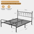 thumbnail image 3 of edx Queen Size Classic Metal Platform Bed Frame with Headboard, Heavy Duty Steel with Under Bed Storage, No Box Spring Needed, 3 of 7