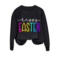 thumbnail image 4 of Jsaierl Sweatshirts Joyeuses Pâques pour Femmes Imprimé Lettre Tendance Manches Longues Pulls Décontractés Col Rond Ample, 4 of 4