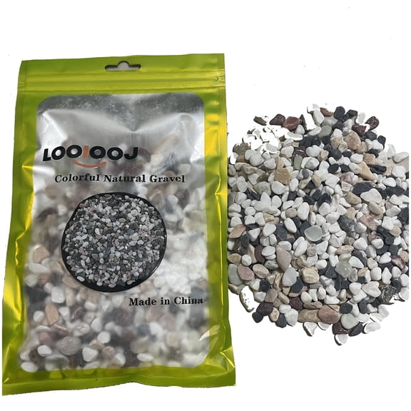 LOOIOOJ Natural Mixed Color Pea Gravel Pebbles, 2lbs (1/5 Inch) Decorative Stones for Succulents, Indoor Plants, Vases, Aquariums, Top Dressing, and Outdoor Landscaping
