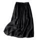 thumbnail image 1 of Falda midi vintage de lino para mujer: falda de verano de color liso con cintura elástica, poliéster, tallas M-XXL., 1 of 3