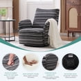 thumbnail image 4 of S-HOME Striped Fabric Armrest Swivel Chair in Elegant Sand-Rimmed Design, Perfect for Bedroom and Stylish Living Spaces，Black, 4 of 14