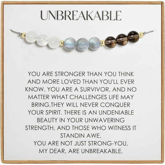 Anxiety Relief Bracelet, Unbreakable Bracelets for Stress Relief, Crystal Healing Inspirational Gift for Her, Strength Protection Bracelet