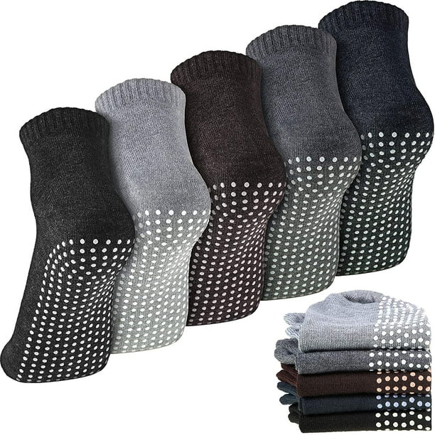 5 Pairs Unisex Non Slip Grip Socks Anti-Skid Slipper Barre Socks Sticky  Socks for Yoga Pilates Barre Home Workout Sports (Mixed Color) 