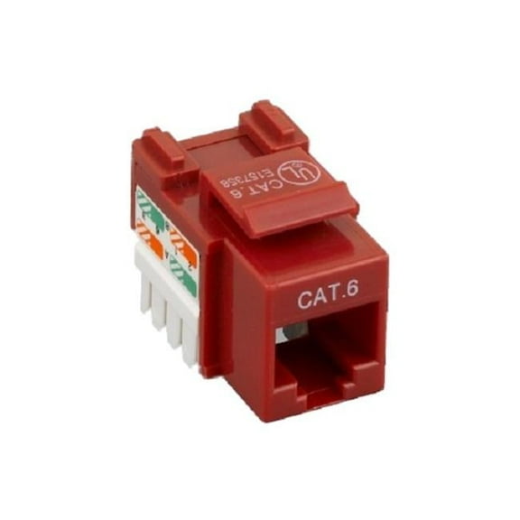 CableWholesale 326-121RD Cat6 RJ45 Female to 110 Punch Down Keystone Jack, Red