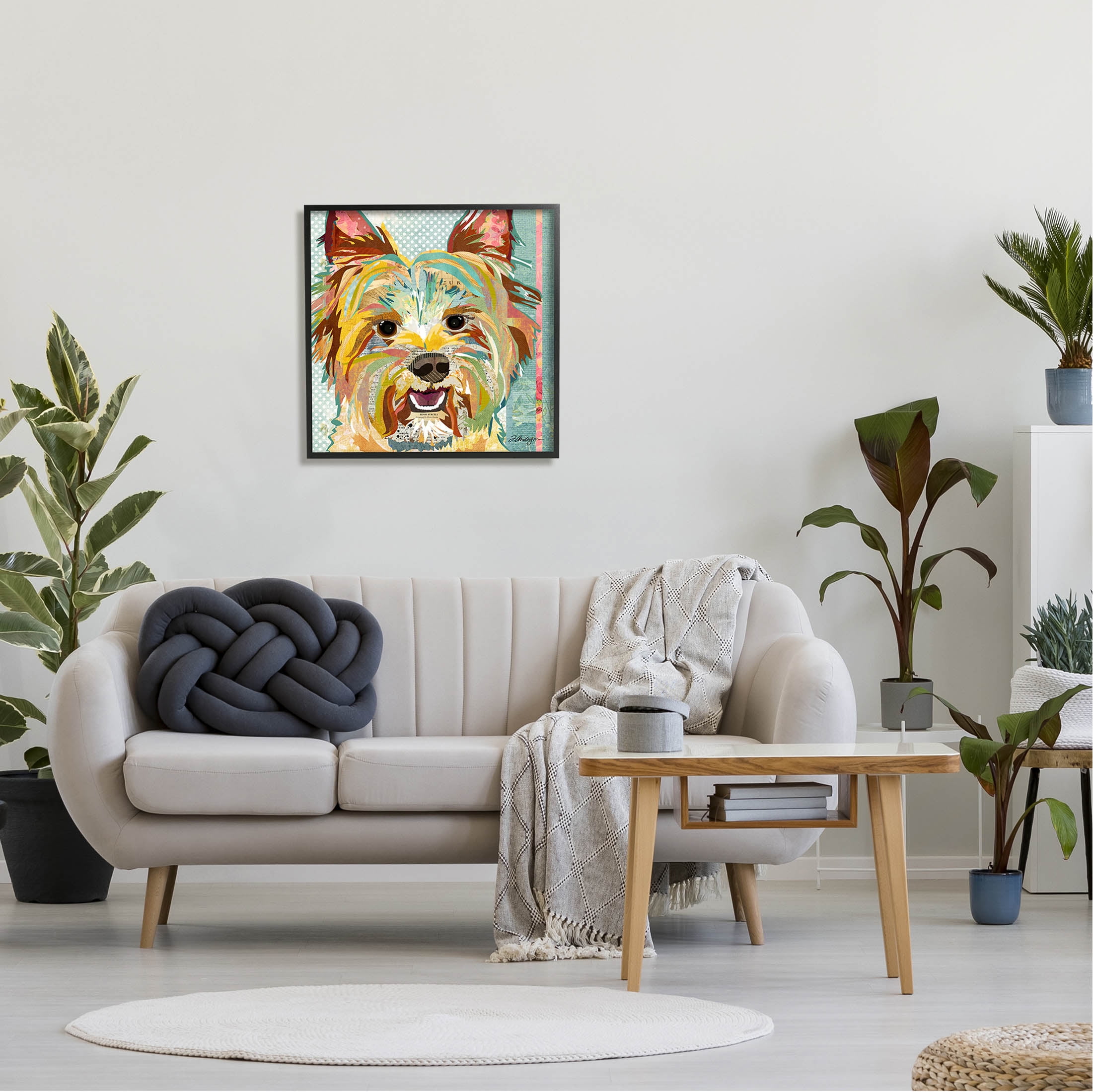 Stupell Industries Happy Terrier Pet Portrait Collage Graphic Art Black Framed Art Print Wall Art, Design by Traci Anderson