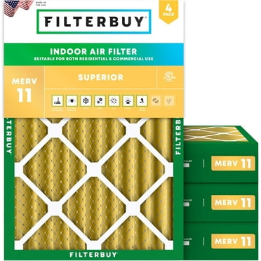 Filterbuy 13x20x4 MERV 11 Allergen Defense, Pleated HVAC AC Furnace Air Filters (4-Pack)