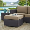 thumbnail image 2 of Modern Contemporary Urban Design Outdoor Patio Balcony Square Ottoman, Brown, Rattan, 2 of 3