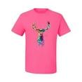thumbnail image 2 of Wild Bobby, Colorful Paint Splatter Deer Head, Animal Lover, Men's Graphic Tees, Neon Pink, 2XL, 2 of 3