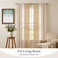 thumbnail image 5 of Vintage Tan Brown Striped Sheer Curtains 84 Inches Long, Farmhouse Modern Stripes Boho Linen Light Filtering Window Curtains for Living Room, Rod Pocket Voile Chiffon Drapes, 52"W x 84"L, 2 Panels, 5 of 9