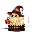 thumbnail image 2 of MYUNNIL Halloween Witch Ghost Night Light Stain Glass Wizard Hat USB Powered LED Lamp, Pumpkin Lantern 11.81 Inch, 2 of 8
