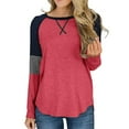 thumbnail image 1 of VISgogo Mujer Casual Patchwork Camiseta, Otoño e Invierno Rayas Manga Larga Cuello Redondo Jersey VISgogo moda, 1 of 6