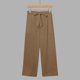 thumbnail image 3 of Negocios Pantalones Casuales para las Mujeres Más Talla Alta Cintura Pierna Recta Trabajo Capris, Corbata Delantera con Bolsillos, Poliéster Oficina Y Uso Diario, 3 of 8
