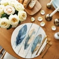 thumbnail image 2 of Round Placemats Watercolor Ombre Yellow Blue Feather 15 inch Set of 6 Table Mats for Dining Table Wood Grain Heat Resistant Non-Slip Kitchen & Home Decorative Place Mat Set, 2 of 8