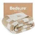 thumbnail image 1 of Manta de cama a cuadros, color beige, 125 x 150 cm, supersuave, 1 of 9