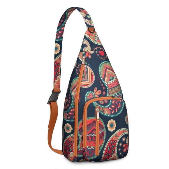 Sac à Dos Vintage Paisley Sling - Design Bohème Coloré Sac à Bandoulière, Anti-Vol Résistant à l'Eau pour Travail & Aventures en Plein Air