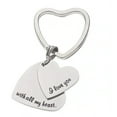 thumbnail image 2 of High Polished Stainless Steel I Love You with All My Heart Couples Heart Shaped Key Ring, Perfect Gift for Valentine's Day, Birthday, Graduation, Christmas, or Any Season, 2 of 3