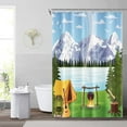 thumbnail image 3 of Cartoon Happy Camper RV Shower Curtain for Travel Trailers Forest Mountain Farmhouse Camping Theme Bathroom Shower Curtains Bathroom Decor Set Adventure Time RV Restroom Decoration,72x72inch, 3 of 6