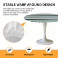 thumbnail image 2 of Elastic Fitted Round Tablecloth, Green Grey Striped Waterproof Stretch Table Cover for 36"-44" Tables, Farmhouse Stripes Modern Abstract Art Washable Outdoor Tablecloths for Patio, Picnic, Camping, 2 of 9