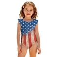 thumbnail image 3 of Grblisyd 4th of July Girls Swimsuit American Flag Crew Neck Flutter Sleeve Swimwear Beach Quick Dry Independence Day Bathing Suit for Kids 7-8 Years, 3 of 6
