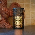 thumbnail image 4 of LumaBase Metal Lantern with Battery Operated Candle - Black Jacquard, 4 of 4