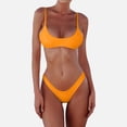 thumbnail image 2 of Siilsaa Women's Solid Scoop Neck Push up Padded Brazilian Thong Bikini Swimsuit Bathing Suit Orange,XL, 2 of 5