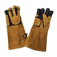 thumbnail image 4 of koolsoo Animal Handling Gloves Bite Resistant Welding Gloves Waterproof Double Leather Reinforced Padding for Training Cat Bird Snake 38.5cm yellow black, 4 of 9