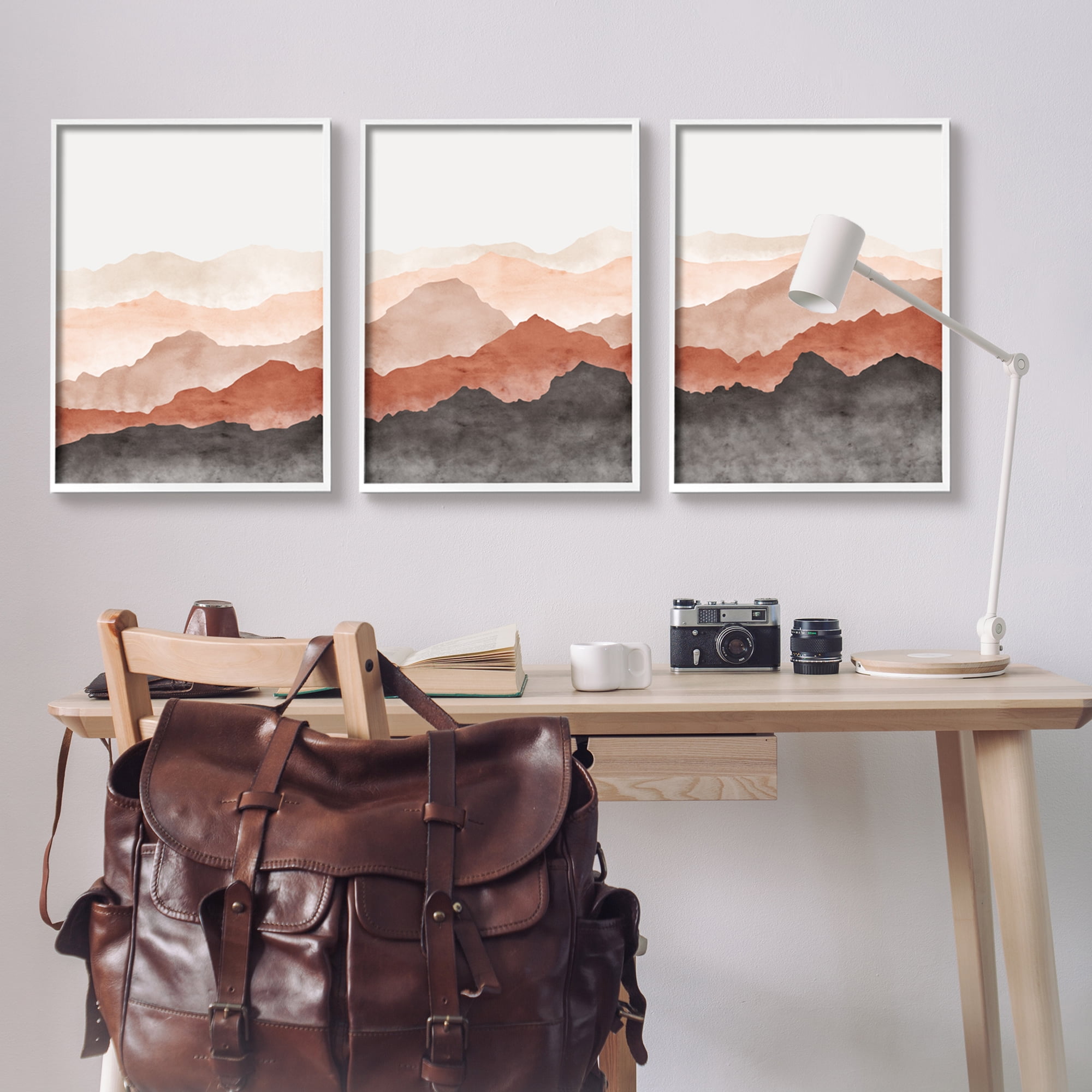 Stupell Southwestern Crags Mountain Peaks Landscape Painting White Framed Art Print Wall Art, Set of 3