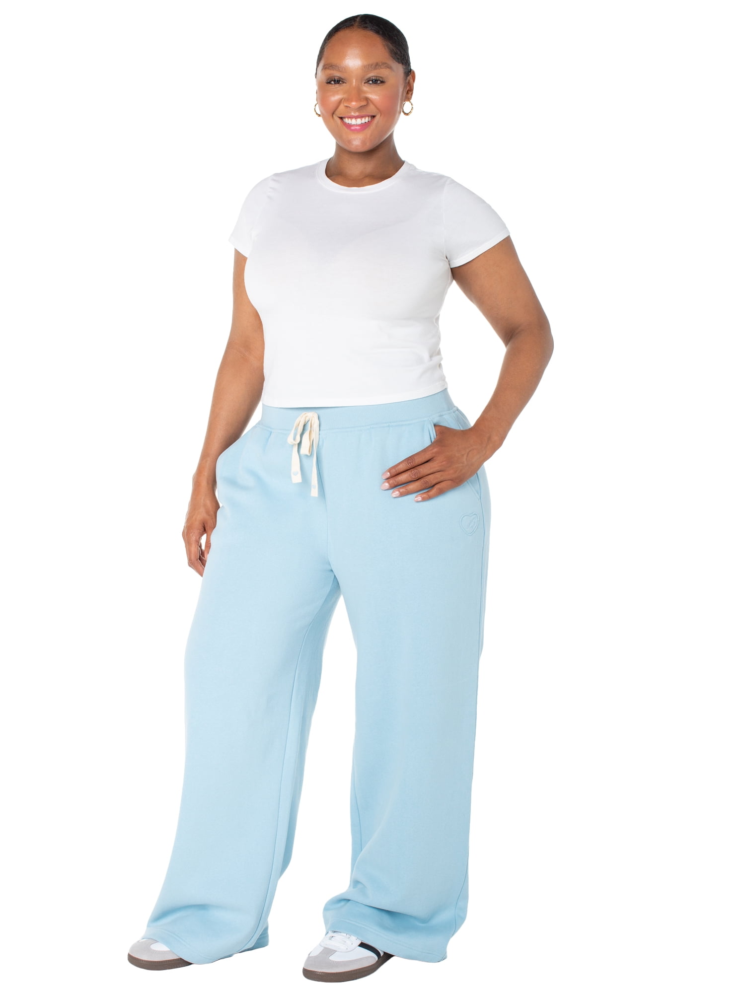 Celebrity Pink Women's and Women's Plus Wide Leg Sweatpants, Sizes XS-4X