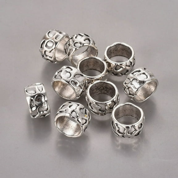 20pcs Rondelle style Alloy Beads Lead Free & Cadmium Free Large Hole Beads Antique Silver 13x8mm Hole: 10mm