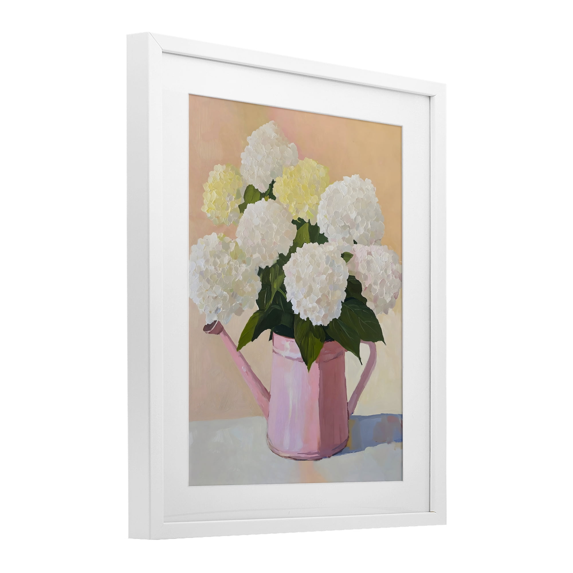 Stupell Industries Hydrangeas in Watering Can White Framed Print Under Glass, design by The Prints Vibe