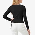 thumbnail image 5 of Lullu Girl's Tie Wrap Top Solid Lightweight Long Sleeve V Neck Shirt for Dance, 5 of 6
